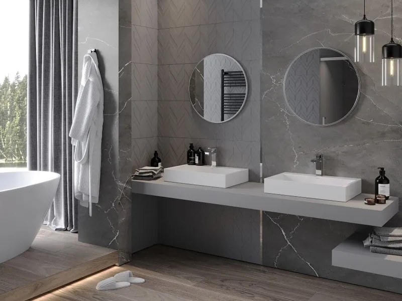 Mexen Loft okrúhle kúpeľňové zrkadlo 60 cm, rám inox - 9850-060-060-000-10
