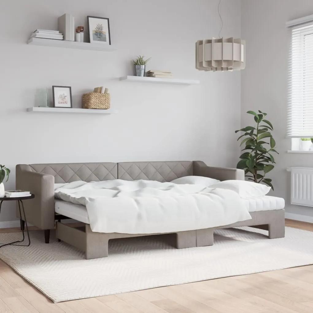 Rozkladacia denná posteľ s matracmi sivohnedá 80x200 cm látka 3197442