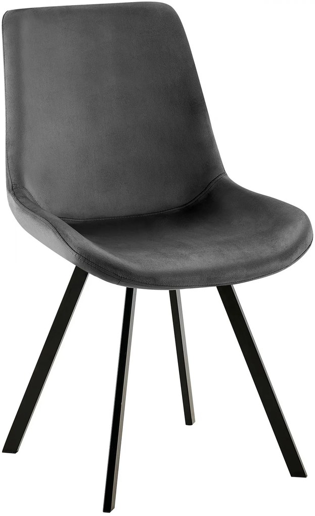 Jedálenská stolička Lewes - zamat - Tmavo sivá