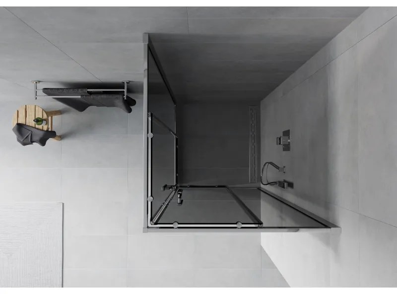 Mexen Rio, štvorcový sprchovací kút s posuvnými dverami 80(dvere) x 80(dvere) x 190 cm, 6mm šedé sklo, chrómový profil, 860-080-080-01-40