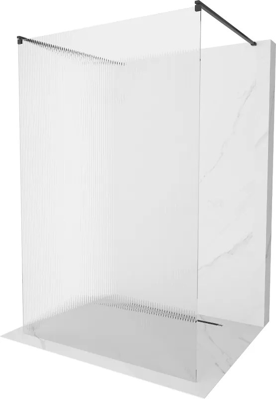 Mexen Kioto voľne stojaca sprchová stena 140 x 200 cm, prúžky 8 mm, Čierna - 800-140-002-70-09