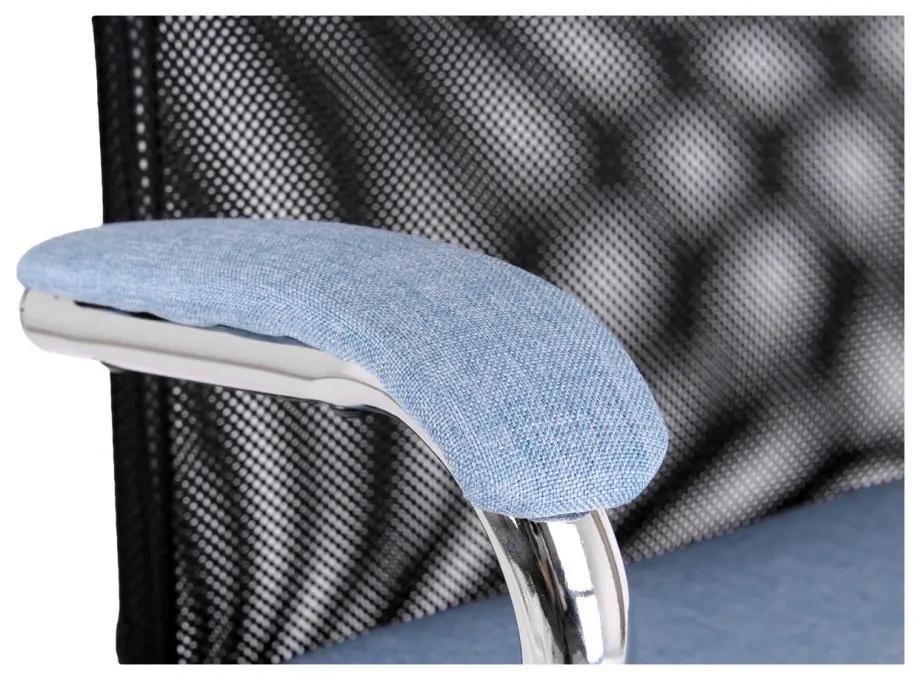 Kancelárska otočná stolička PREZIDENT PLUS — látka, sieť, modrá