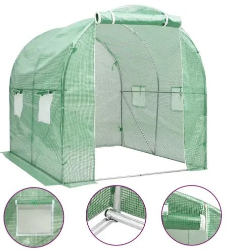 vidaXL Skleník s oceľovými základmi 4 m² 2x2x2 cm-