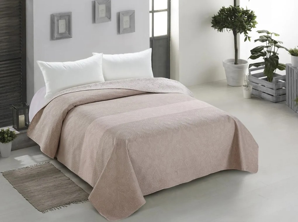 Obojstranná prikrývka na posteľ AmeliaHome Colever béžová, velikost 220x240