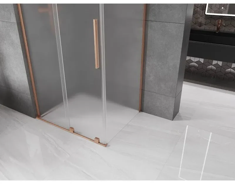 Mexen Velar L, sprchový kút s posuvnými dverami 110 x 90 cm, 8mm sklo námraza, medená matná, 871-110-090-33-65