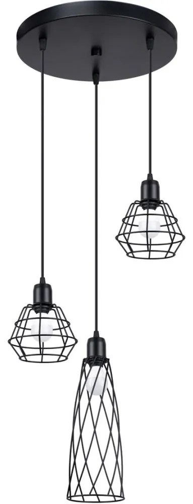 Sollux SL.1166 - Luster na lanku SUBA 3xE27/15W/230V čierna
