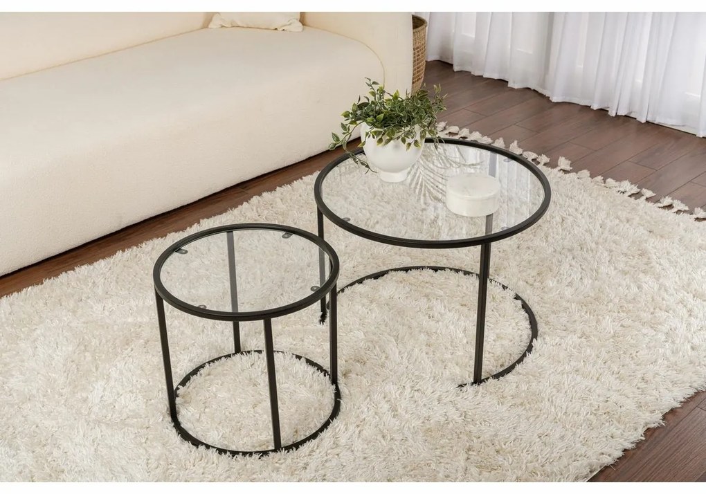 Súprava konferenčných stolíkov Aurum Black 60 cm, 2 ks