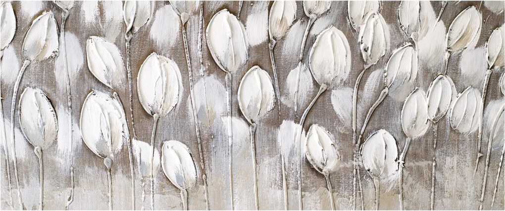 Obraz - Štruktúrované tulipány (120x50 cm)