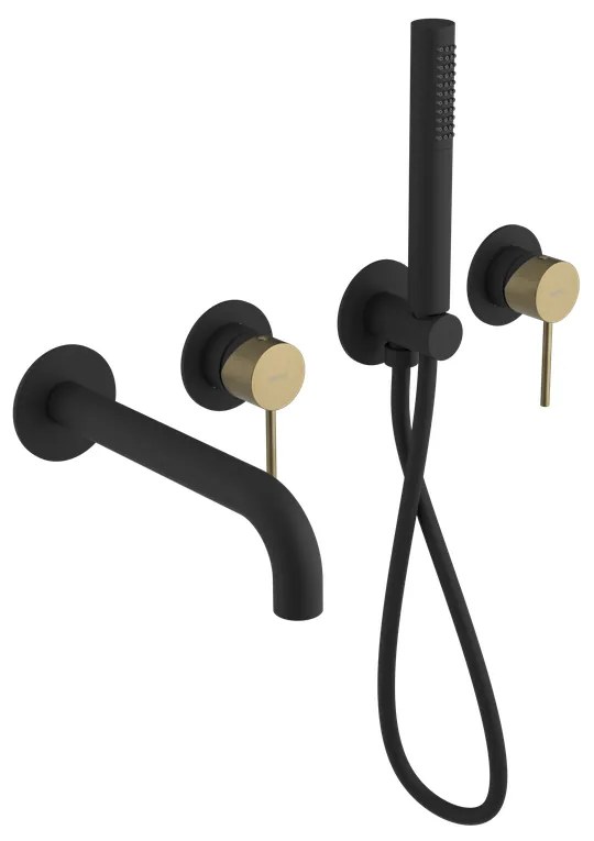 Sapho Sapho, ULTRAMIX podomietková vaňová batéria kompletná, čierná mat/zlato mat, UT093BG
