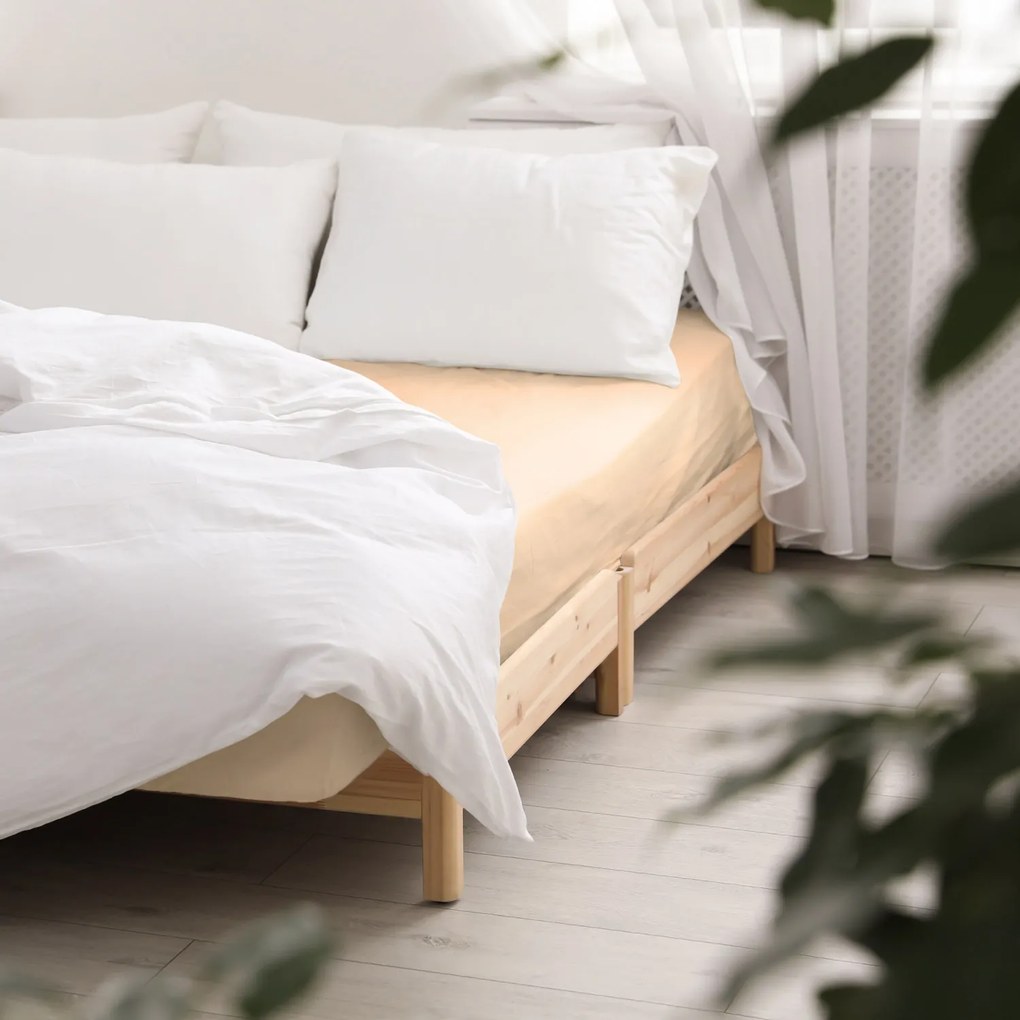 SATÉNOVÉ PRESTIERADLO 180X200 CM SVETLOBÉŽOVÉ