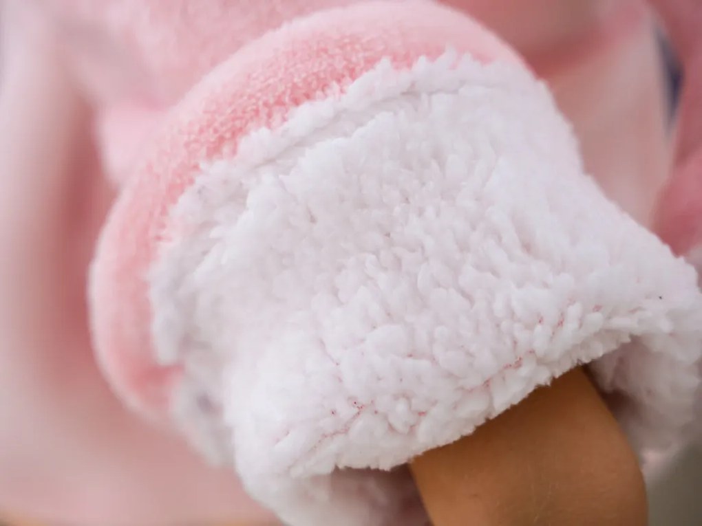 Detská mikinová deka s rukávmi a kapucňou HOODIE UNICORN ružová