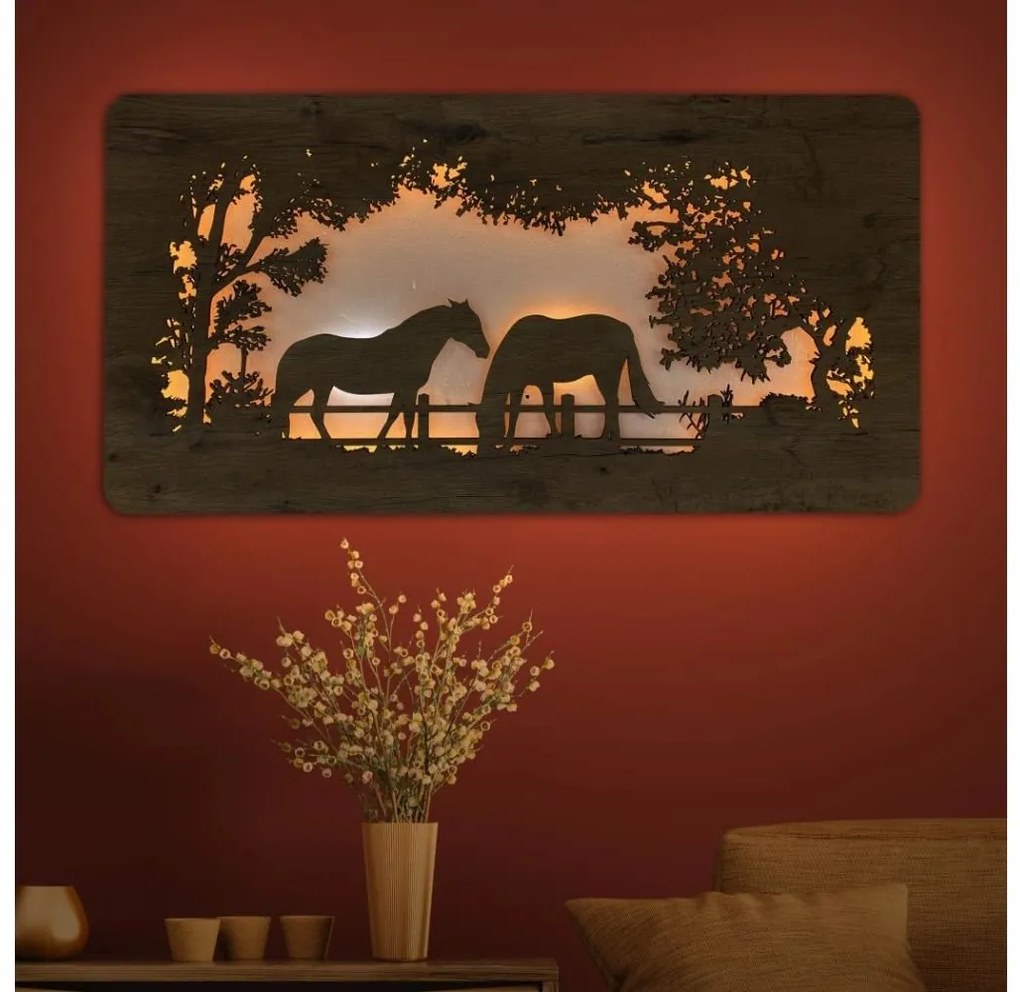 Li-Go 5012/B/4 - LED nástenná dekorácia LED/10W/5V 30000 mAh 120x60 cm dub