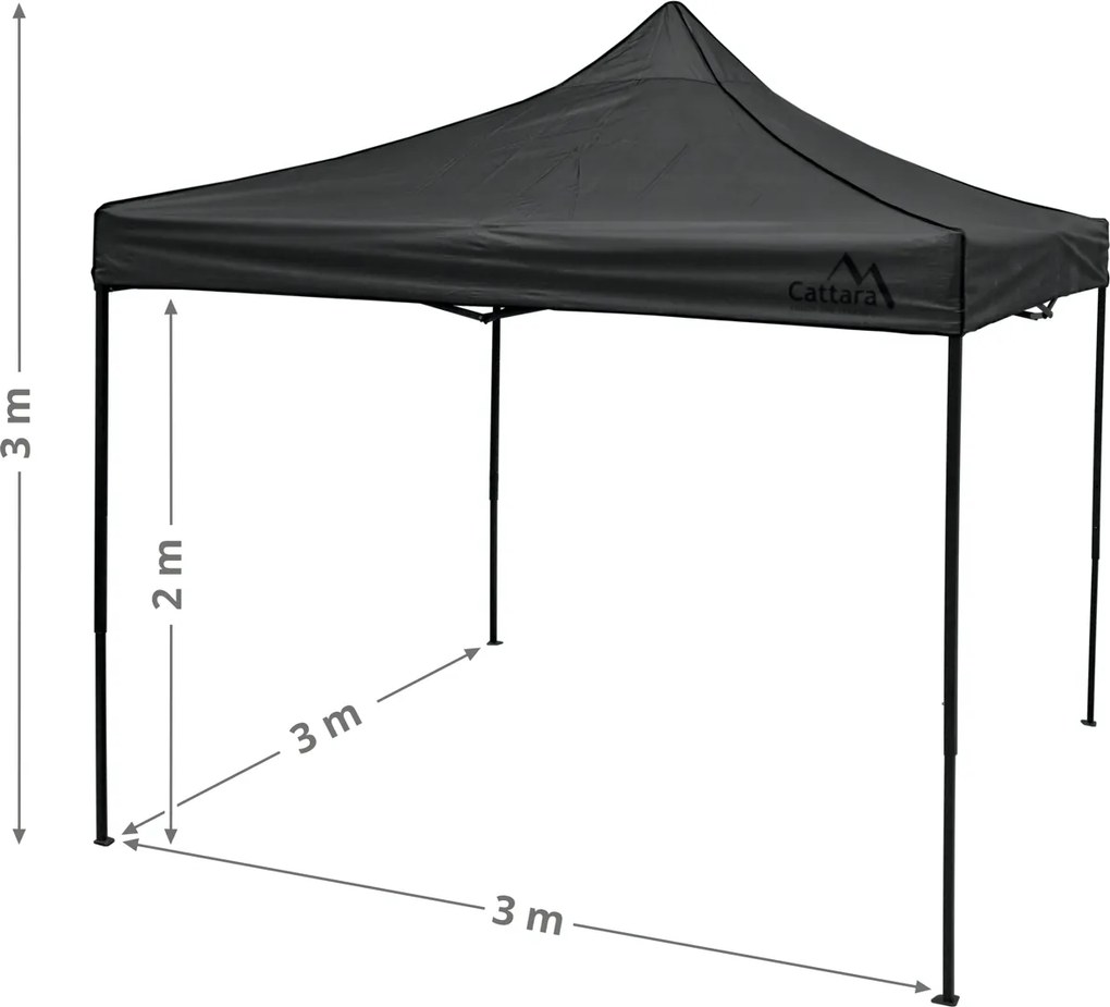 CATTARA Párty stan s nožnicovým konštrukciou 3x3 m, sivý, WATERPROOF