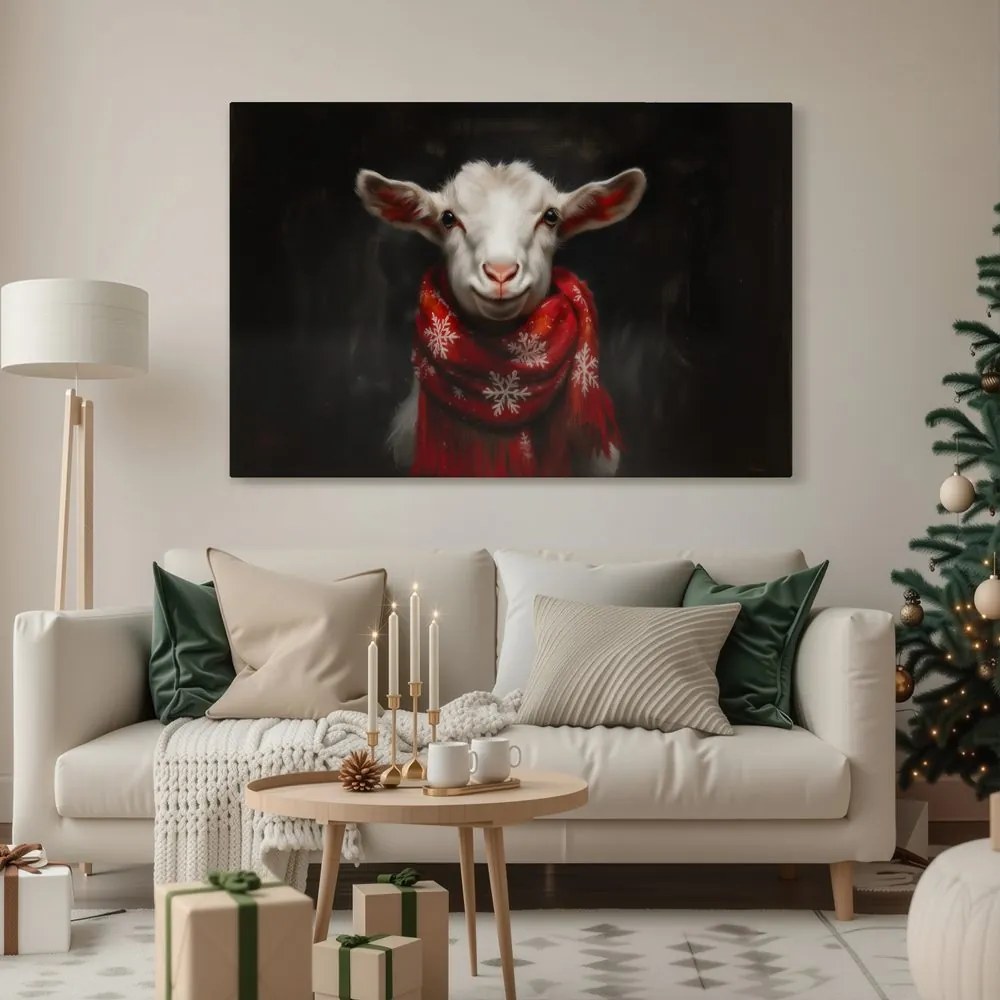Obraz vianočná koza so šálom