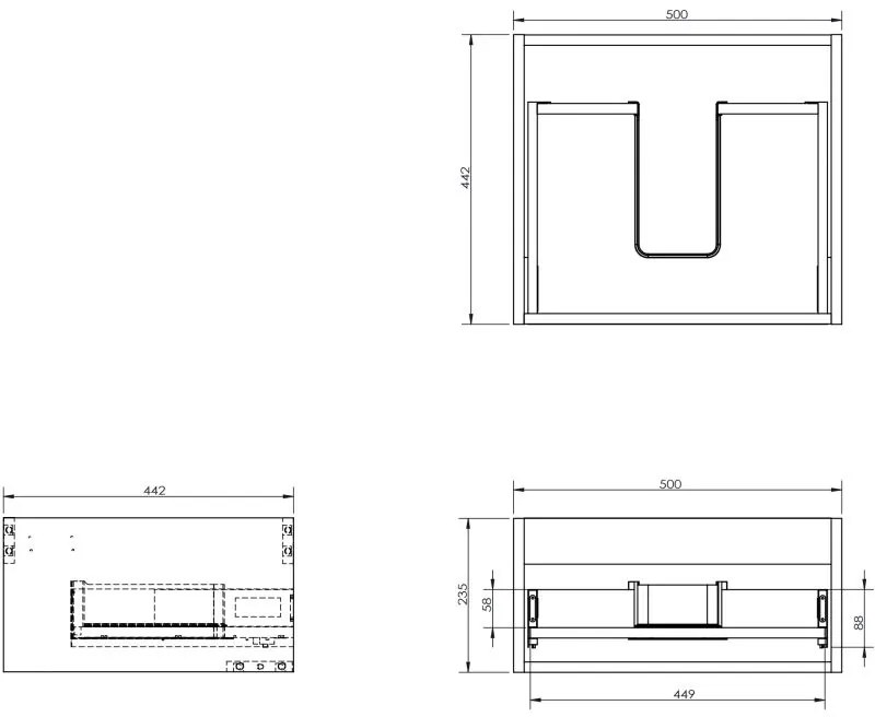 Mexen Box-A, závesná skrinka 50 cm, 1 zásuvka, grafitová matná, 91AX0-0500-235-1-66