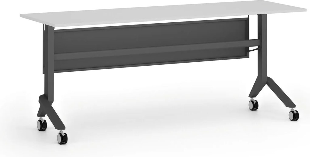 Mobilný stôl PRIMO MOVE, 180x60 cm, čierna podnož, biela