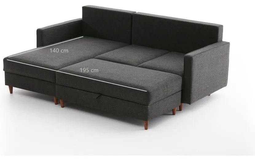 Antracitová rohová pohovka (ľavý roh) Eva – Balcab Home