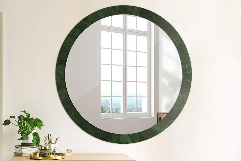 Okrúhle ozdobné zrkadlo Zelený mramor fi 100 cm