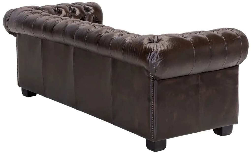 furniture-nabytek.cz - Trojmiestna pohovka Chesterfield z pravej kože, hnedá – 200×90×72 cm