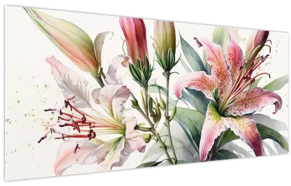 Obraz - Ľalia, ilustrácie (120x50 cm)