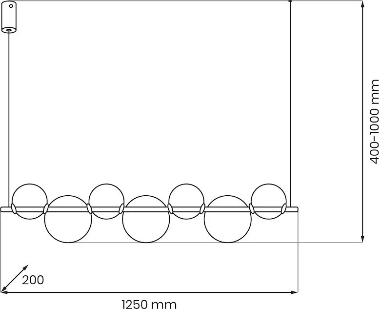 Závesné svietidlo Atola, 7x transparentné sklenené tienidlo, b