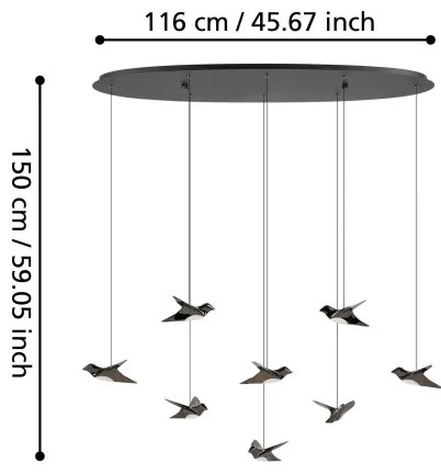 Eglo 390055 - LED Stmievateľný luster na lanku PARATEBUENO 8xLED/4,2W/230V čierna