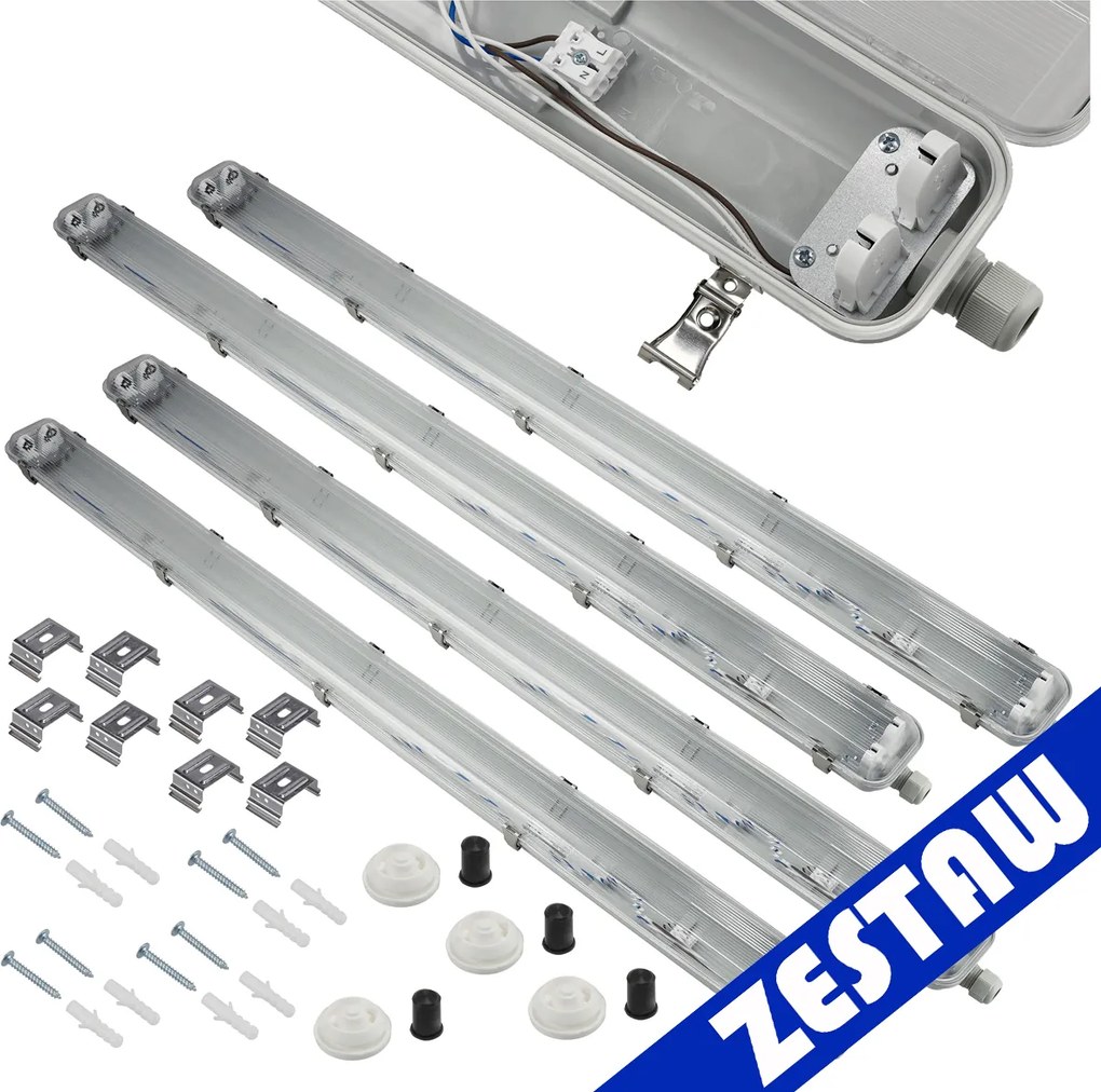 SADA 4 hermetických svietidiel Philips LED 2x128 cm trubicové svietidlo do garáže a dielne