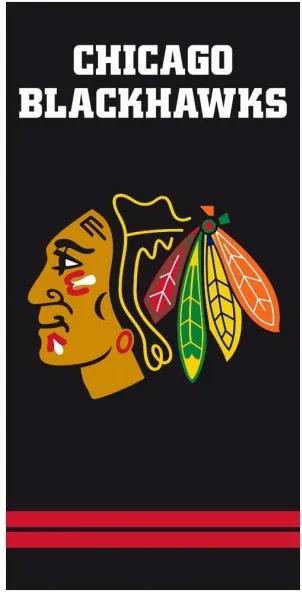 Hokejová bavlnená osuška NHL Chicago Blackhawks - black - 100% bavlna - 70  x 140 cm | BIANO
