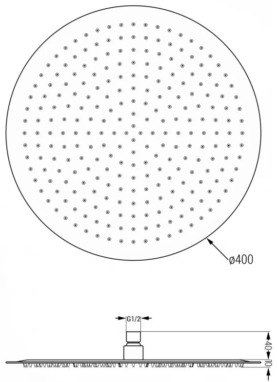 Mexen sprchová nerezová hlavica Round 40 cm, čierna, 79240-70