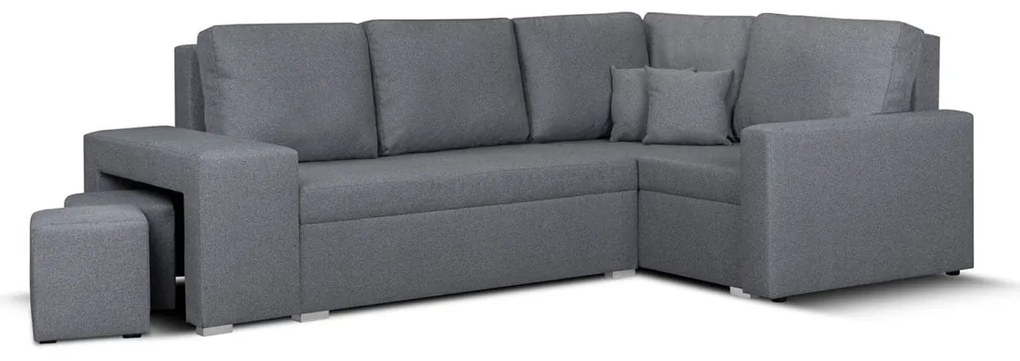 Rohová sedacia súprava s funkciou spania MODO2 s taburetkami Světle šedá