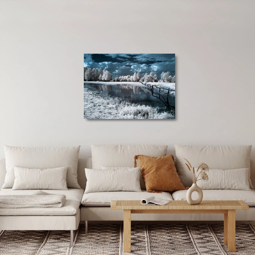 Sklenený obraz - Zamrznutá krajina (70x50 cm)