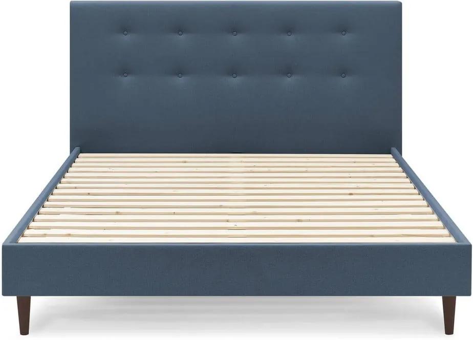 Modrá dvojlôžková posteľ Bobochic Paris Rory Dark, 160 x 200 cm