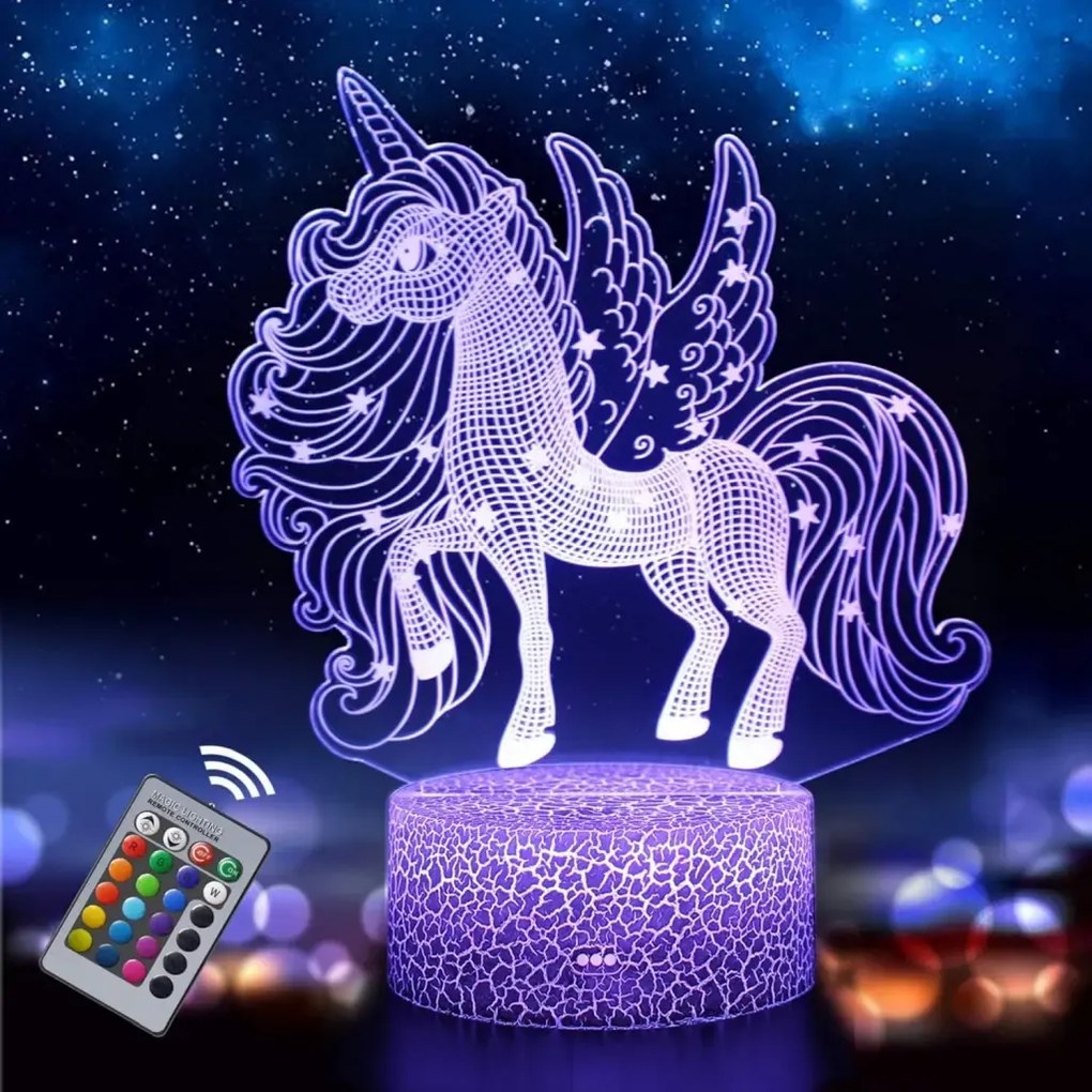 3Dmix 3DL-SL051 – 3D LED nočná lampa - Jednorožec (Solar)