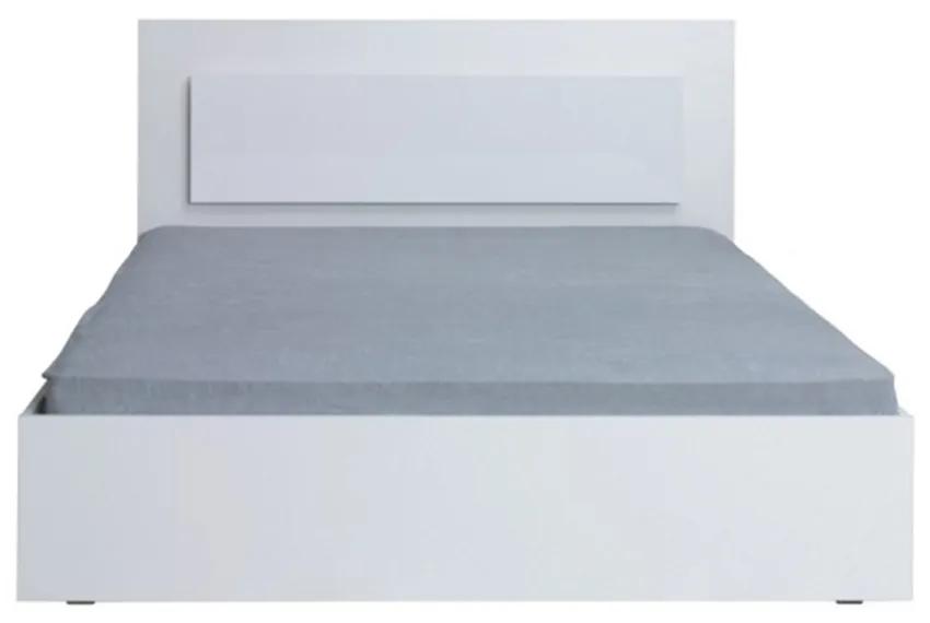 Manželská posteľ, 160x200, biela/ vysoký biely lesk HG, ASIENA