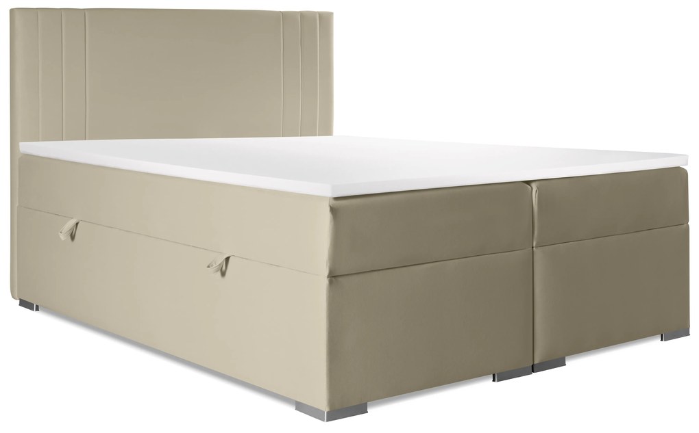 Manželská posteľ Boxspring 160 cm Morcano (béžová) (s úložným priestorom). Akcia -20%. Vlastná spoľahlivá doprava až k Vám domov. 1044275