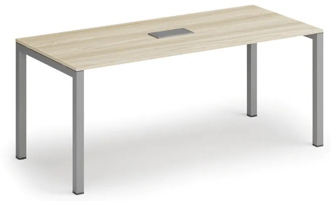 Stôl SQUARE 1800 x 800 x 750, dub prírodný + stolová zásuvka TYP V, strieborná