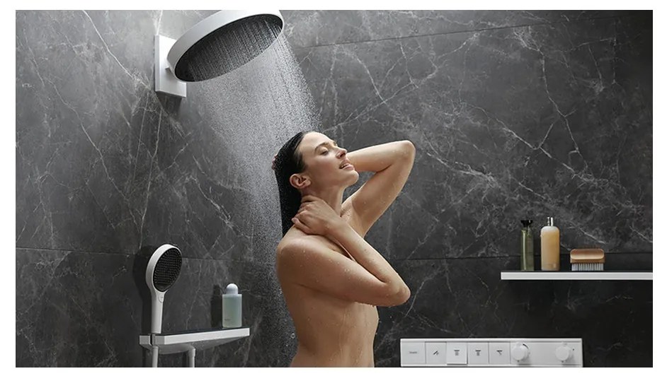 Hansgrohe Rainfinity - Hlavová sprcha 360 1jet s pripojením na stenu, kartáčovaný čierny chróm 26230340