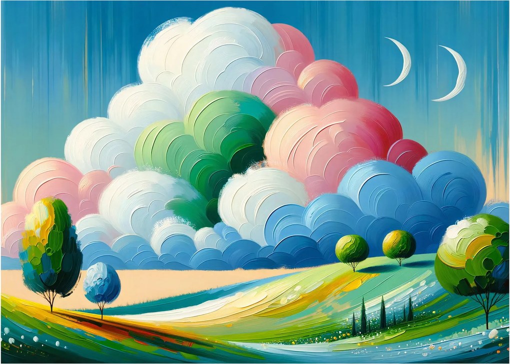 Sklenený obraz - Krajinka s mrakom (70x50 cm)