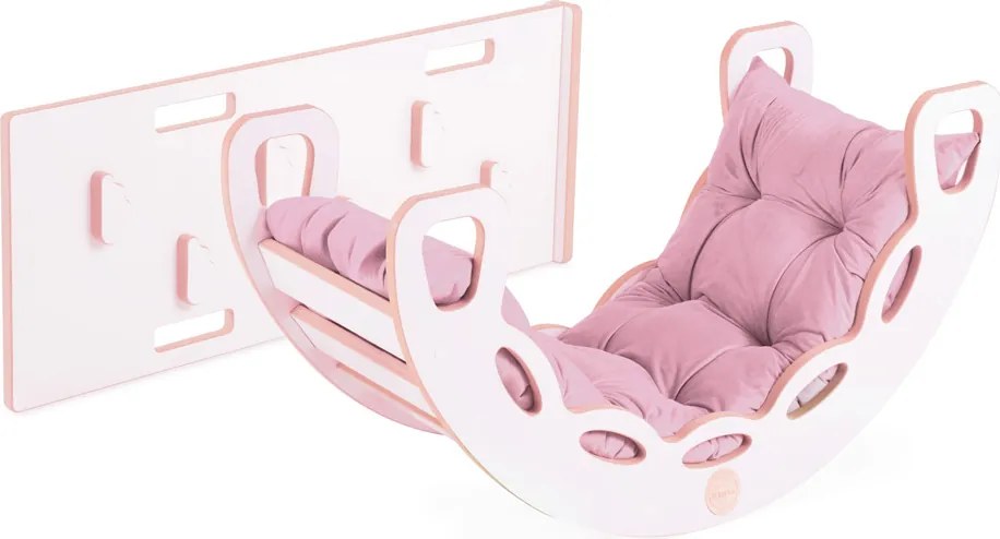 Multifunkčná detská súprava 4v1 – hojdačka, šmykľavka a vankúš ružová