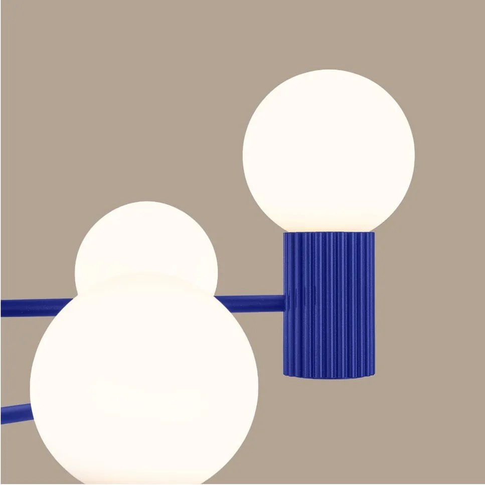 Modré závesné svietidlo so skleneným tienidlom Orbital – Sollux