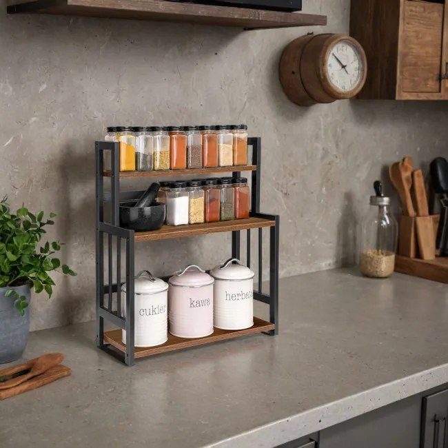 Kuchynská polica CEZAR čierna