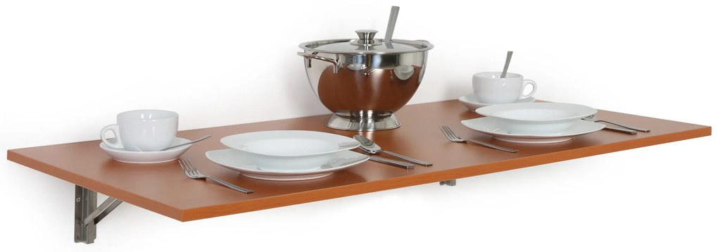 Sklápací stôl na stenu, 1200 x 600 mm, nosnosť 30 kg, orech