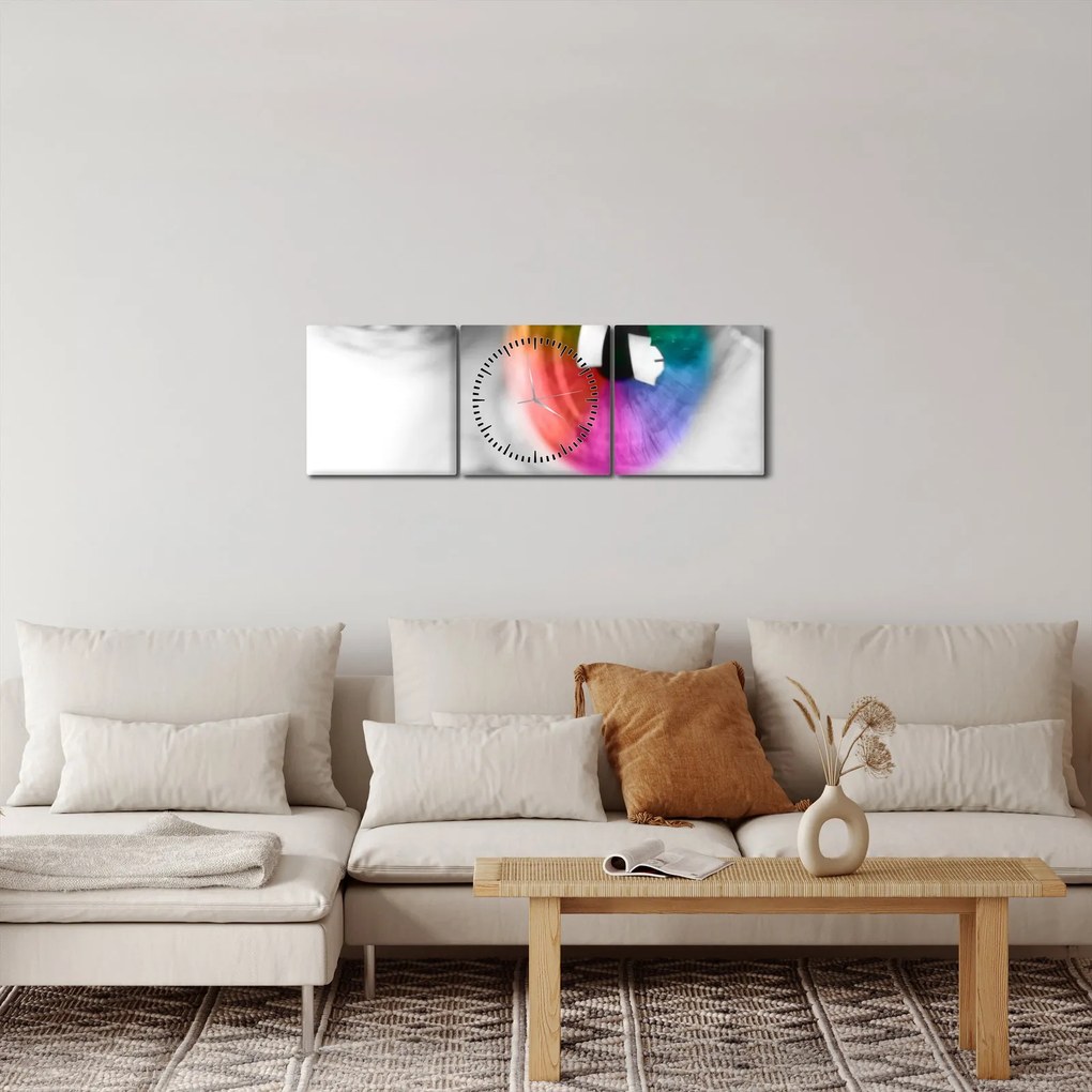 Obraz - Očná dúhovka (s hodinami) (90x30 cm)