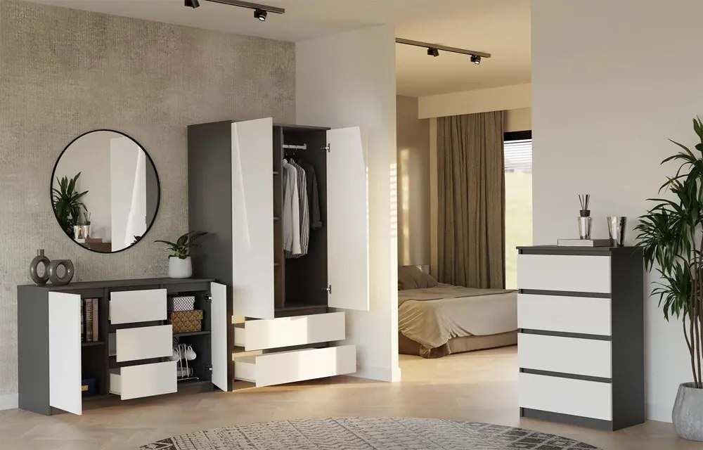 Komoda Malwa 2D3S 120 cm antracit/bílá