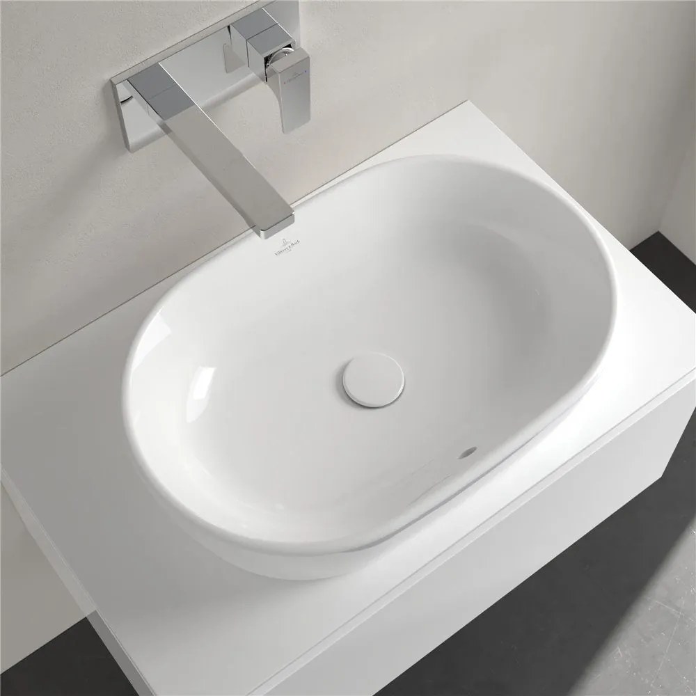 VILLEROY &amp; BOCH Architectura oválne umývadlo na dosku bez otvoru, s prepadom, 600 x 400 mm, biela alpská, s povrchom CeramicPlus, 5A2660R1