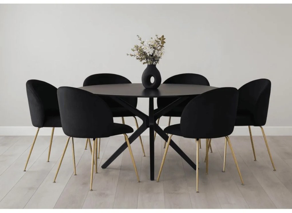 Jedálenská stolička Ganta Gold, čierny zamat