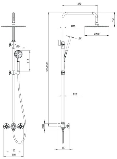 Deante NAC_N4QT - Sprchová súprava s batériou TEMISTO čierna