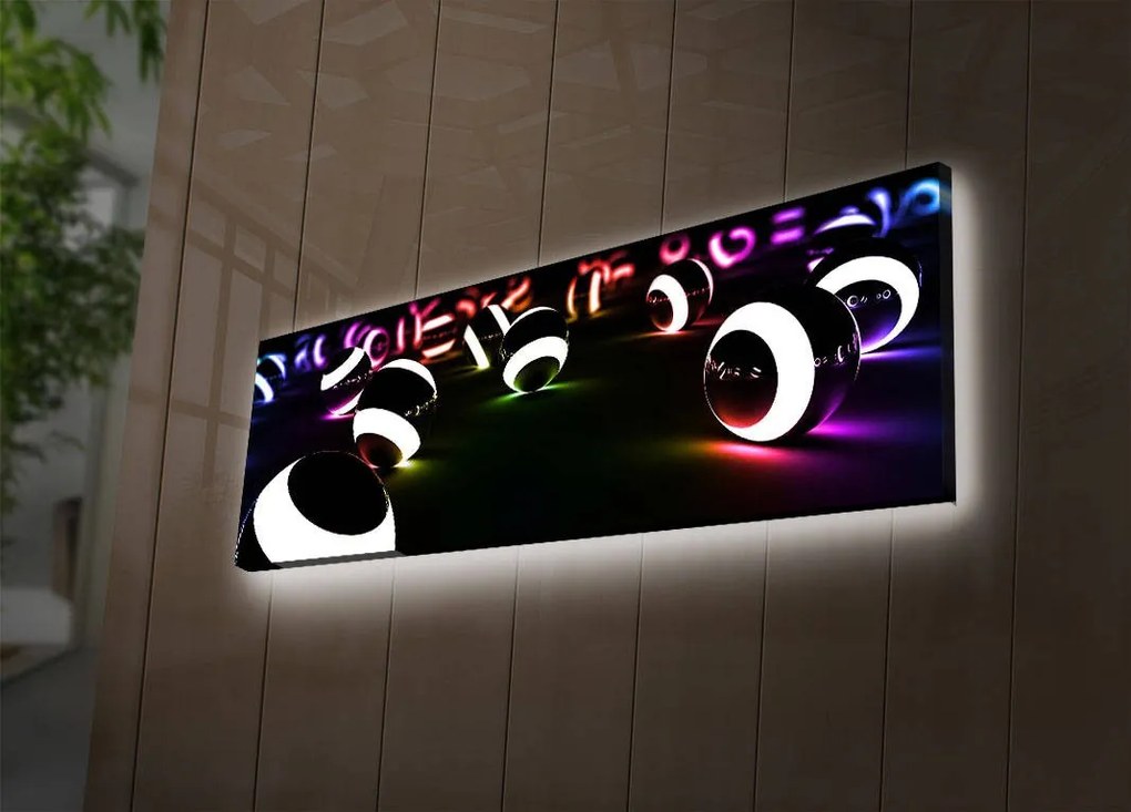 Obraz s LED osvetlením Svietiaca guľa 90x30 cm