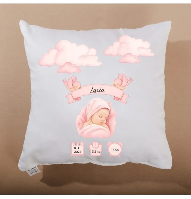 Vankúš s vlastnou potlačou Dievča 40x40 cm EMI