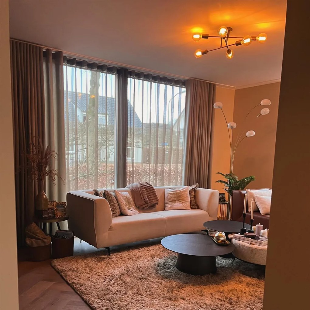 Dizajnová stojaca lampa mosadz s opálovým sklom 5-svetlo - Sixties Marmo